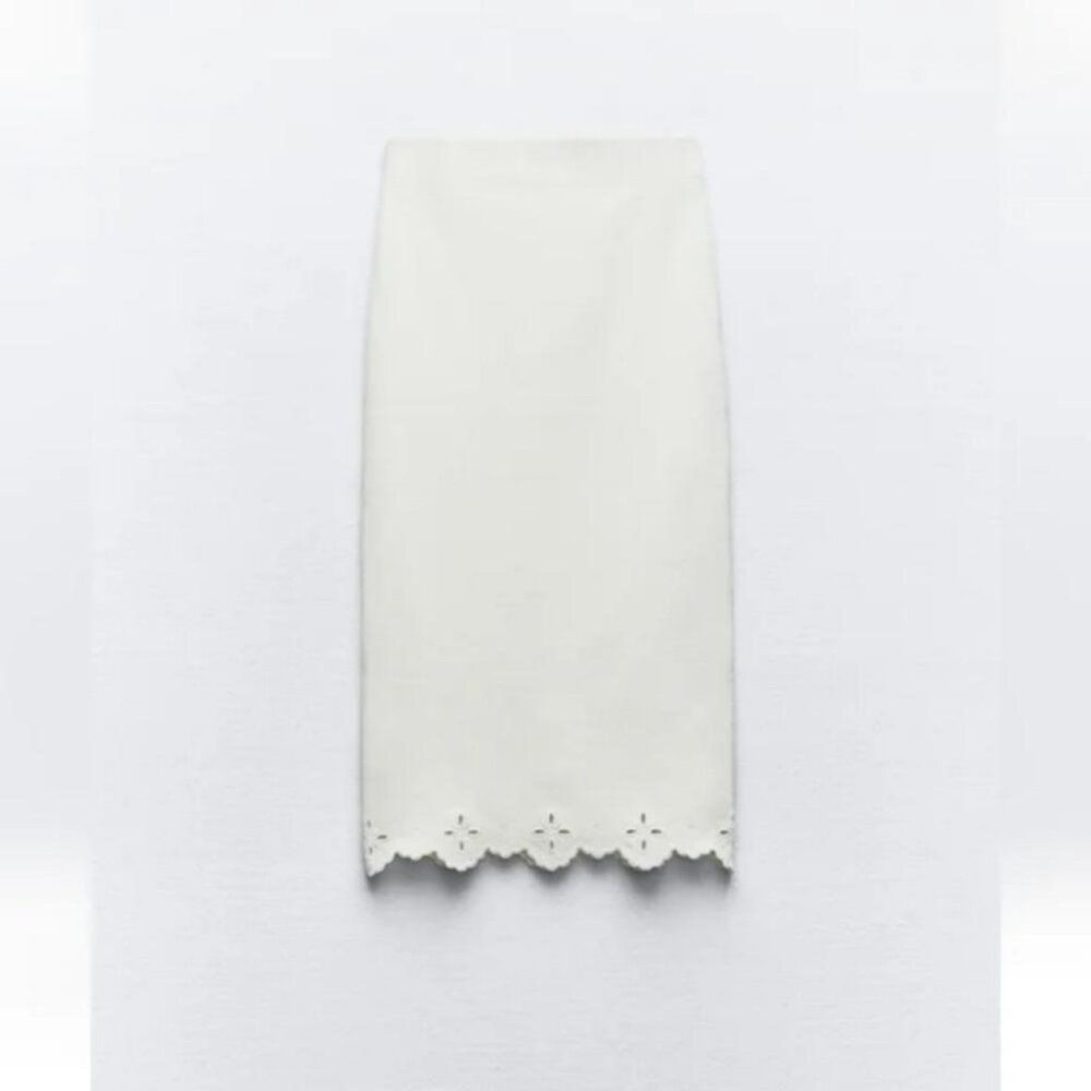 ZARA EMBROIDERED STRETCH KNIT SKIRT - Picture 3 of 5